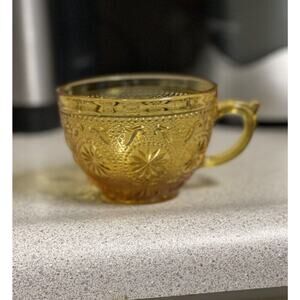 1 Vintage Brockway Glass American Concord‎ Amber Teacup 8oz
